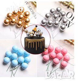  Сини розови бели жълти червени черни топки на тел стиропорени за торта декор стиропор топчета топка, снимка 2 - Други - 30912612