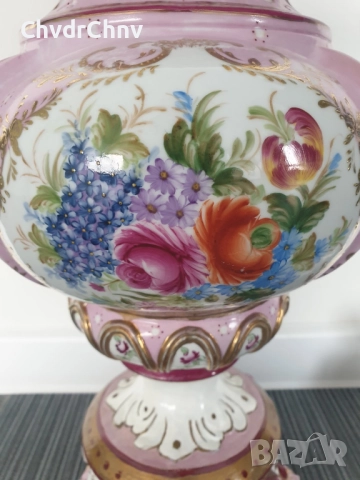 Meissen ваза урна 60см-8кг/голяма стара Майсен порцеланова ваза с капак, снимка 8 - Вази - 52440324