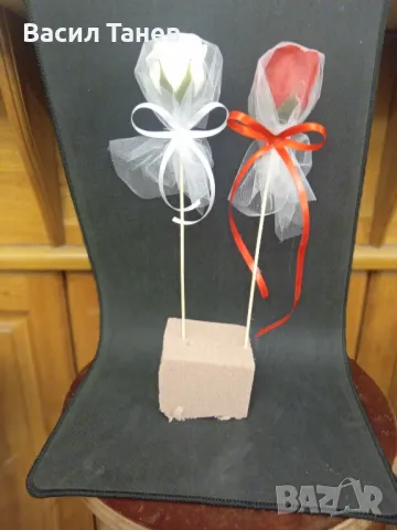 Вечни сапунени ароматизирани рози 6 см чашка 30 см дръжка , снимка 9 - Декорация за дома - 49258509