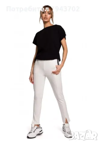 Спортно-елегантен дамски панталон в цвят екрю M493 MOE