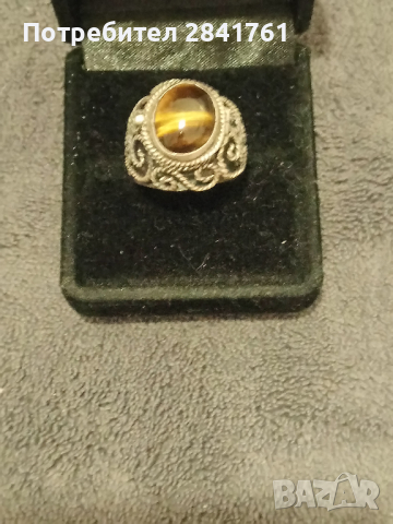Сребърен пръстен с тигрово око филигран, снимка 6 - Пръстени - 44773042