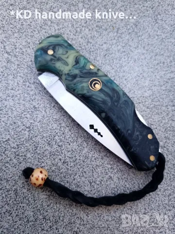Сгъваем нож ръчно изработен + ПОДАРЪК кания, снимка 3 - Ножове - 47839743