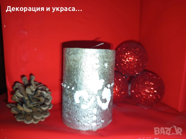 Коледни свещи триптих  на ангелска тематика с декупаж, снимка 10 - Декорация - 52592775