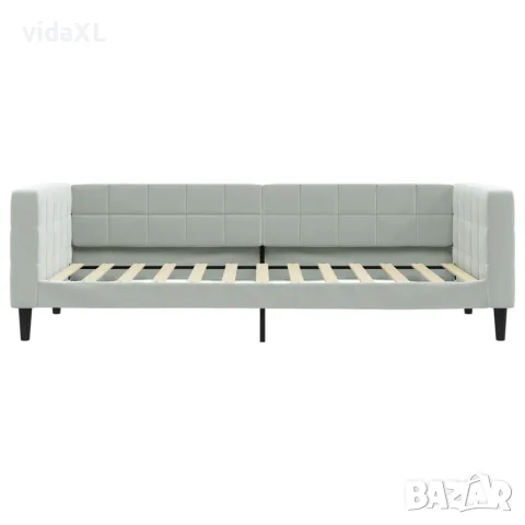 vidaXL Кушетка, светлосива, 90x200 см, кадифе, снимка 3 - Спални и легла - 56147271