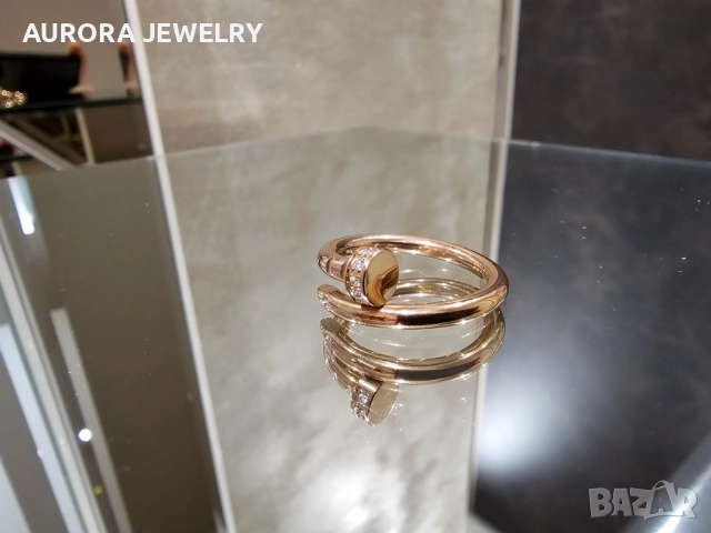 CARTIER Nail Juste un Clou Classic Rose Gold Diamonds Пръстен Пирон, снимка 5 - Пръстени - 52888495