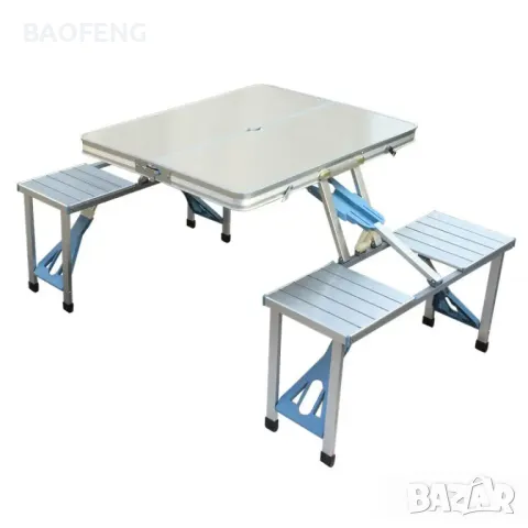 § Нови  Алуминиева сгъваема маса с 4 стола за пикник ,85x67x67 см тип куфар от ВНОСИТЕЛ, снимка 8 - Къмпинг мебели - 50102177
