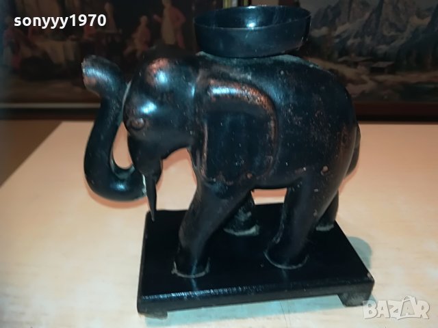 слон-свещник-внос франция-15х15х8см, снимка 4 - Антикварни и старинни предмети - 29497831