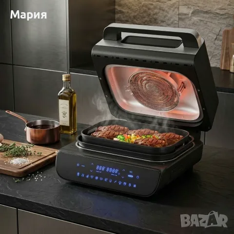 Мултифункционален грил-фритюрник с горещ въздух HOMELUX 6в1, 1700W, 12 програми, снимка 8 - Фритюрници - 55835988