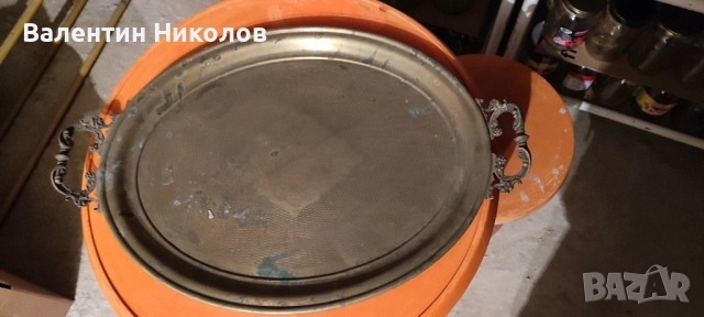 Продавам месингов поднос тежък месенг, снимка 3 - Антикварни и старинни предмети - 52100894