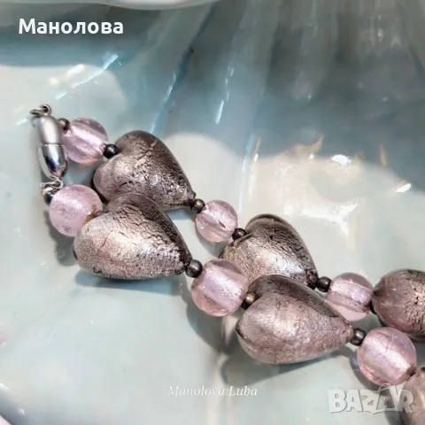 Колие от венецианско стъкло Мурано., снимка 3 - Колиета, медальони, синджири - 48939328
