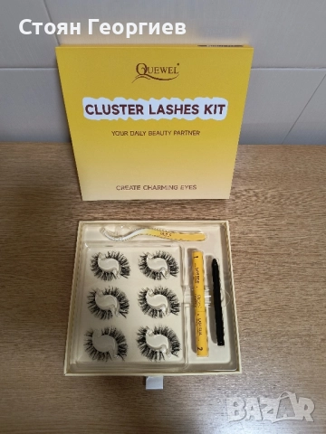 Комплект за удължаване на мигли QUEWEL, 6 чифта, естествен вид