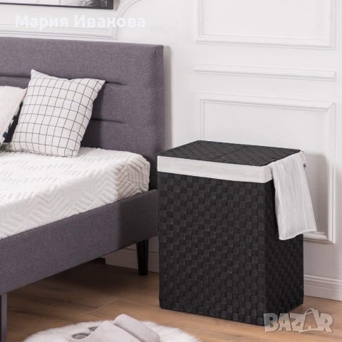 Пластмасов кош за пране с капак 91л, имитация на ратан YDSL45, снимка 2 - Други - 36663741