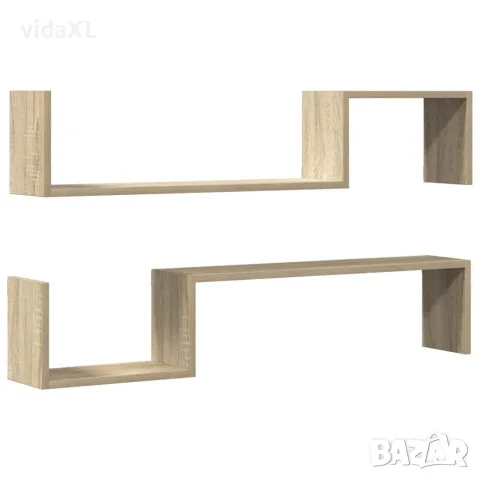 vidaXL Стенни рафтове, 2 бр, дъб сонома, 100x15x20 см, инженерно дърво