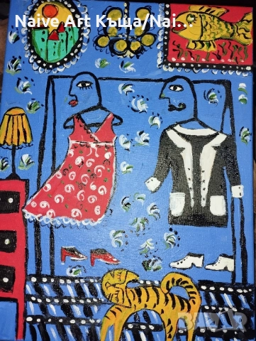 Картина платно маслени бои акрилни бои размер в. 42 / ш. 32, снимка 2 - Картини - 52508356