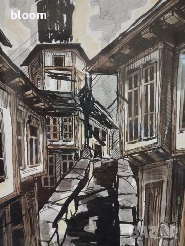 Картина туш и акварел, снимка 5 - Картини - 52195417