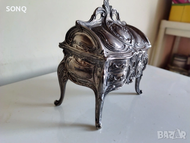 Страхотна Рядка Стара Посребрена Френска Кутия За Бижута, снимка 3 - Антикварни и старинни предмети - 53177664