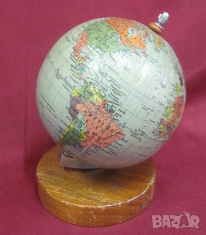 Винтич Мини Глобус с Дървена Поставка, снимка 12 - Антикварни и старинни предмети - 37030930