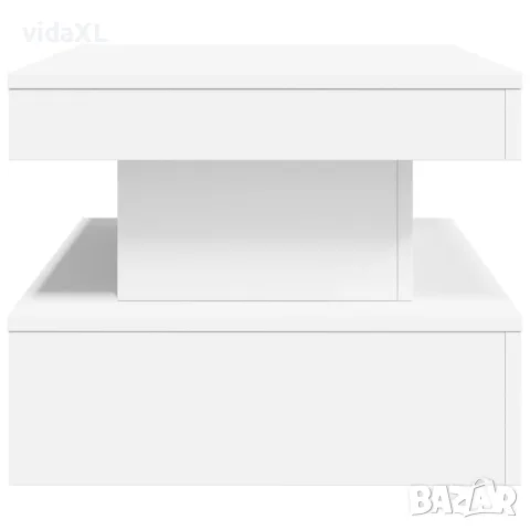 vidaXL Маса за кафе с LED осветление, бяла, 90x50x40 см, снимка 8 - Маси - 56148222