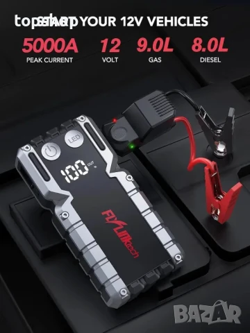 НОВ 5000A автомобилен стартер, захранващ блок jump starter, авариен стартер, бързо зареждане с USB.., снимка 2 - Аксесоари и консумативи - 50553843