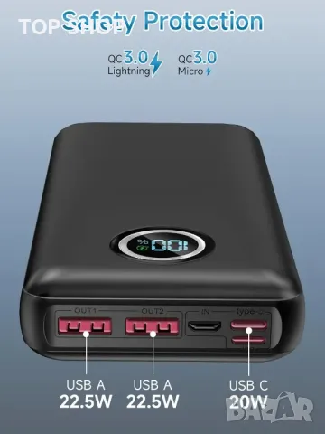 Външна батерия 46800 mAh, 22,5 W, преносимо зарядно устройство, 5 порта, QC 3.0, снимка 7 - Външни батерии - 49938064