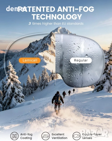 Ски очила Lamicall, поляризирани Cat3 лещи против замъгляване, UV400, снимка 3 - Зимни спортове - 52535564