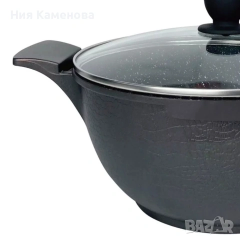 Комплект от 3 тенджери Cheffinger с мраморно покритие с капаци, снимка 6 - Съдове за готвене - 53150947