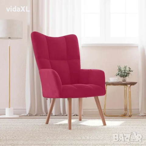 vidaXL Релакс стол, виненочервен, кадифе, снимка 2 - Дивани и мека мебел - 56146844