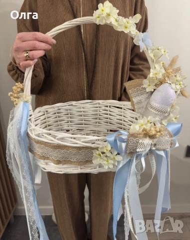 Великденска кошница, снимка 4 - Изкуствени цветя - 53875290