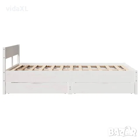 vidaXL Рамка за легло без матрак, бял, 120x190 см, борово дърво масив, снимка 7 - Спални и легла - 56146964