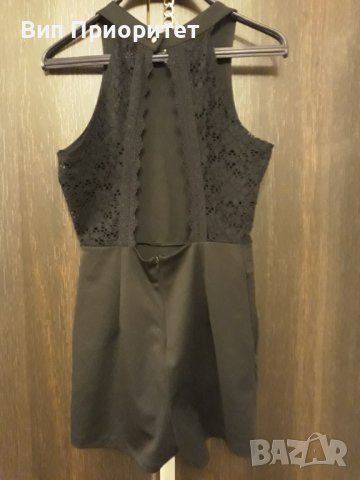 Къс панталон с горна част с гол гръб- официално елегантен сексапилен черно трико с дантелен елемент, снимка 8 - Къси панталони и бермуди - 37247152
