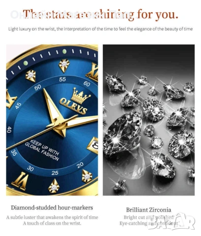 OLEVS 2906 Луксозен Дамски Кварцов Часовник с Календар, снимка 10 - Дамски - 54213667