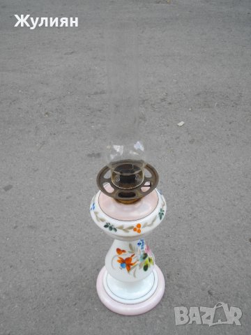 СТАРА РЪЧНО РИСУВАНА ГАЗЕНА ЛАМПА, снимка 2 - Антикварни и старинни предмети - 42203785