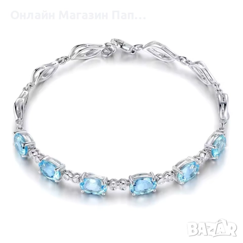 Andara сребърна гривна 925 със синтетични сапфири, снимка 3 - Гривни - 52448989