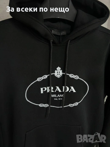 Prada Черно Мъжко Худи🔝Мъжки Черен Суитшърт С Качулка Код Mens P.209, снимка 2 - Суичъри - 53921830