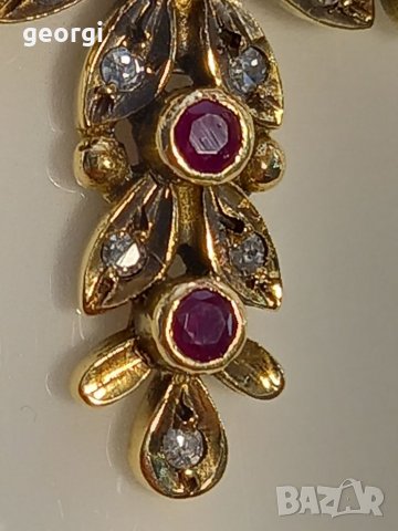 Златен кръст с рубини и брилянти уникат, снимка 6 - Колиета, медальони, синджири - 39145865