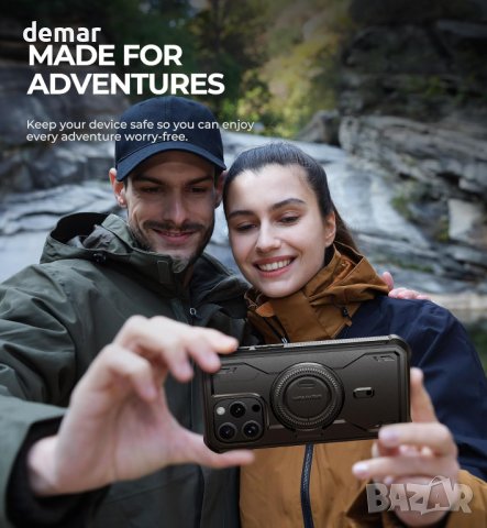 Калъф Dexnor за iPhone 15 Pro Max Съвместим с MagSafe, вграден протектор за екрана и стойка, черен, снимка 7 - Калъфи, кейсове - 44264568