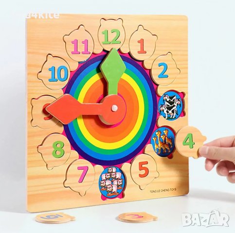 НАМАЛЕНА ЦЕНА! Дървен часовник Слънце ! /Дървени играчки на https://igra4kite.bazar.bg/, снимка 3 - Образователни игри - 42665987