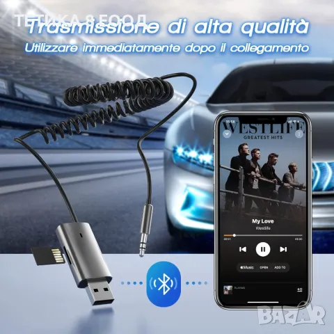 Bluetooth 5.1 приемник с микрофон, TF карта, USB и AUX връзка, за кола, снимка 6 - Друга електроника - 50208729