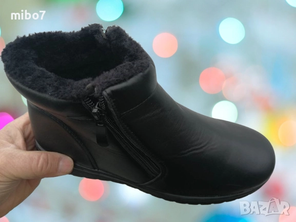 Дамски зимни боти с два ципа и топъл хастар в черно., снимка 4 - Дамски боти - 39377486