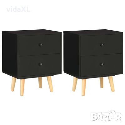 vidaXL Нощни шкафчета, 2 бр, черни, 40x30x50 см, бор масив（SKU:285225, снимка 1