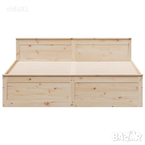 vidaXL Рамка за легло без матрак, с табла, 180x200 см, бор масив, снимка 4 - Спални и легла - 56147031