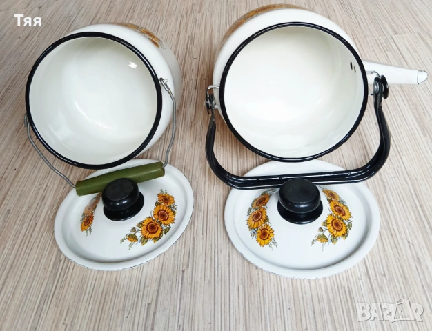 Емайлиран чайник и котелка , снимка 2 - Съдове за готвене - 54097509