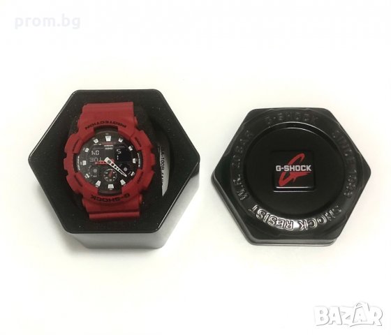 Мъжки часовник Casio G-SHOCK GA-100, черен, червен, внос от Германия, снимка 12 - Други - 31351977