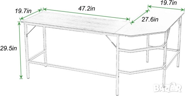 Офис / ученическо / геймърско бюро CZKLD-LD-B, снимка 2 - Бюра - 42411967