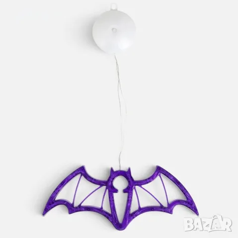 Halloween висящ прилеп с 16 лилави LED светлини – 10x25 cm, снимка 2 - Декорация за дома - 56197008