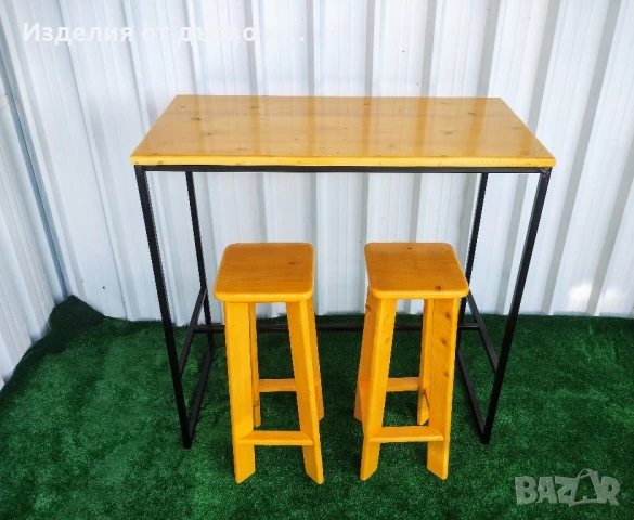 Маса за хранене и столове от дърво и метал , снимка 2 - Маси - 51147876