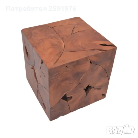Уникална холна маса Puzzle-home Boxy, Масив, Тиково дърво, 40x40x40cm, снимка 1