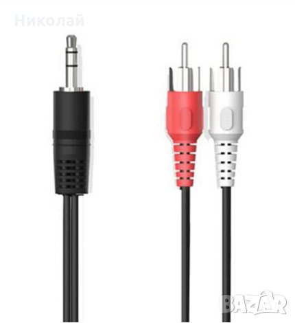 Аудио кабел Aux 3.5 към 2 RCA дължина 1 метър в Кабели и адаптери в гр ...