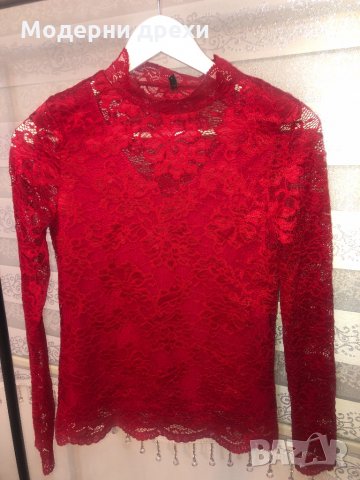 Дантелена блуза, снимка 4 - Блузи с дълъг ръкав и пуловери - 31471715