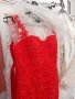луксозна бална официална червена рокля с дантела русалка, снимка 6